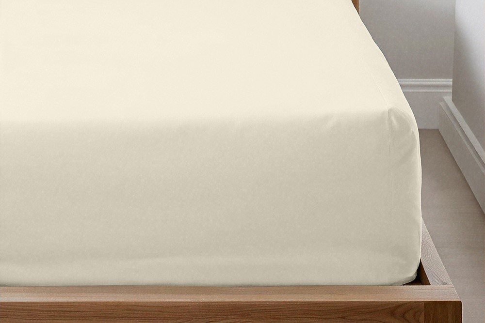 Drap housse beige en Percale